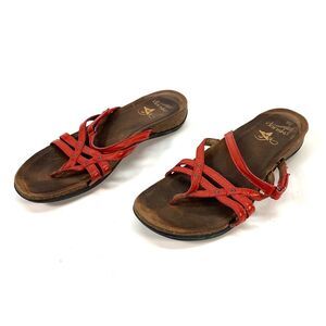 Dansko Jenelle Strappy Thong Sandals Casual 1502040200 Cork Leather Red Women 40